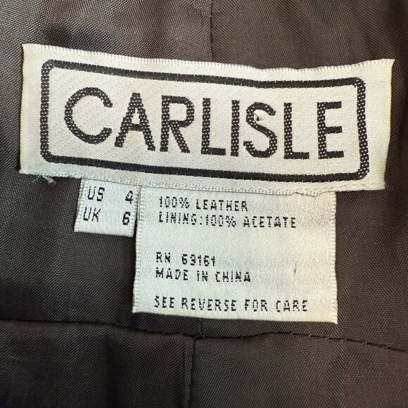 Women's Carlisle Chocolate Brown Straight Leg 100% Leather Pants Size 4 - Picture 4 of 11